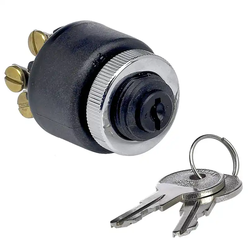 Weatherproof Starter Ignition Key Switch - Chrome Bezel Secure Checkout