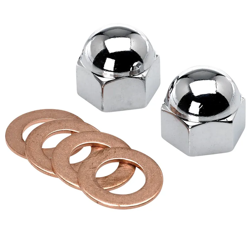 Weekend Sale Triumph Oil Feed Chrome Rocker Box Acorn Nuts and Copper Washers #70-1435 70-1335