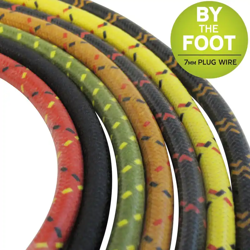 Shop Now Cloth Spark Plug Wires - 7mm Vintage Braided - Sold by Foot - Assorted Colors Available