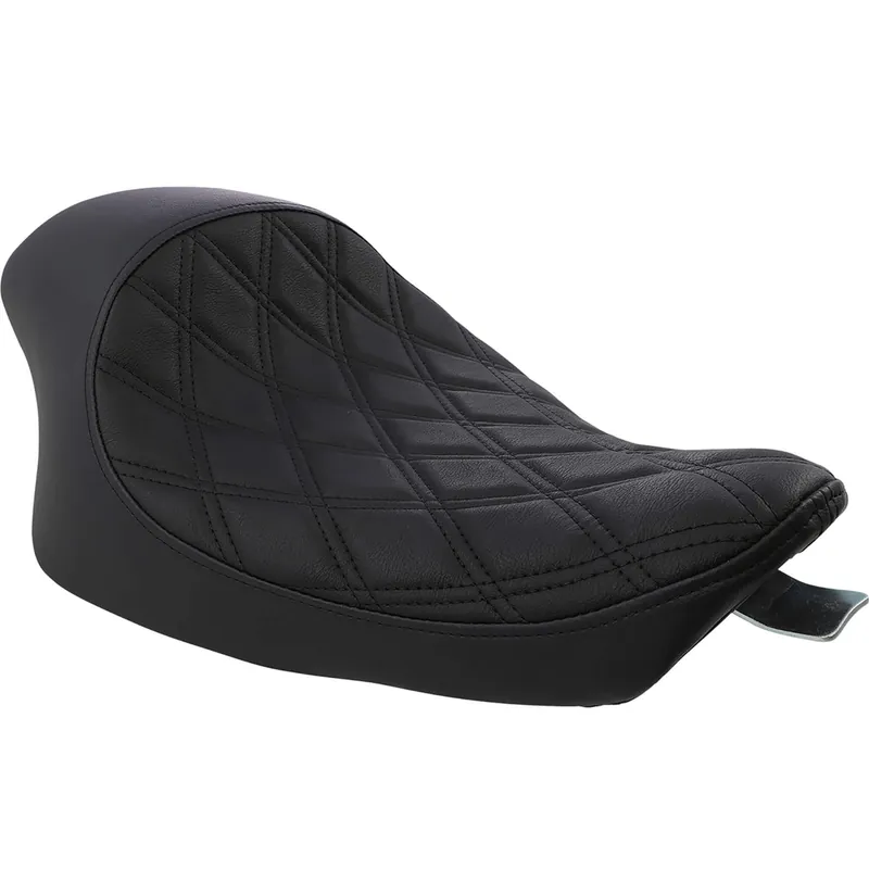 3/4 Low Solo Seat - Double Diamond - Black - fits 2004-Up Harley-Davidson Sportsters Save Now
