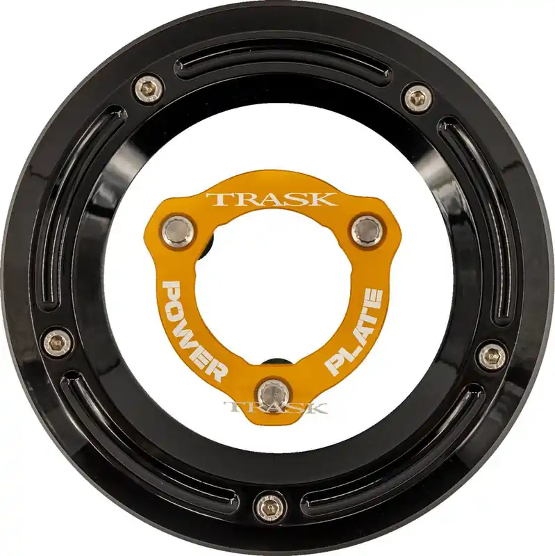 Trask - 11070764 - Derby Cover with Power Plate - Black/Gold - Kit - '17-'25 Harley-Davidson Price Drop
