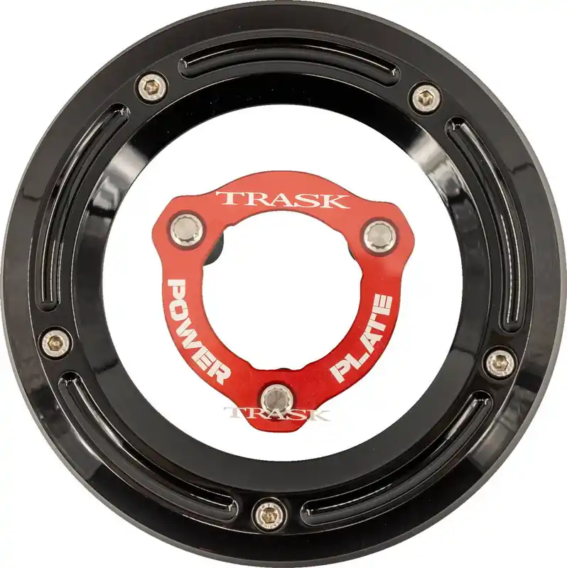 Trask - 11070763 - Derby Cover with Power Plate - Black/Red - Kit - '17-'25 Harley-Davidson Hot Deal