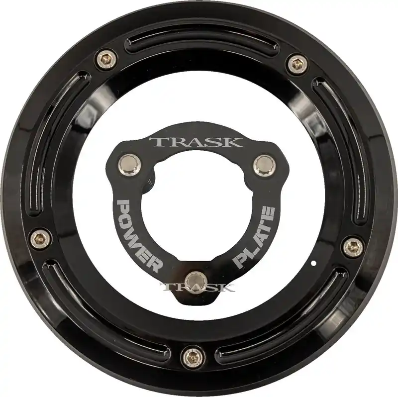Secure Checkout Trask - 11070762 - Derby Cover with Power Plate - Black - Kit - '17-'25 Harley-Davidson