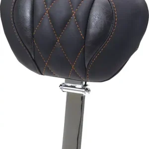 Markdown Mustang - 08220653 - Deluxe Driver Backrest - Diamond - Mandarin Orange Stitching - FLT/FLH '23-'25