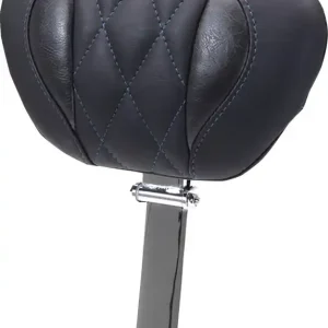 Mustang - 08220654 - Deluxe Driver Backrest - Diamond - Sky Blue Stitching - FLT/FLH '23-'25 No Minimum Order
