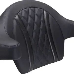 Mustang - 08220639 - Deluxe Extended Arm Wrap-around Backrest - Diamond - Sky Blue Stitch - FLT/FLH '23-'25 Express Delivery