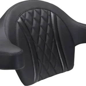 Mustang - 08220635 - Deluxe Extended Arm Wrap-around Backrest - Diamond - Black Stitch - FLT/FLH '23-'25 Next Day Delivery