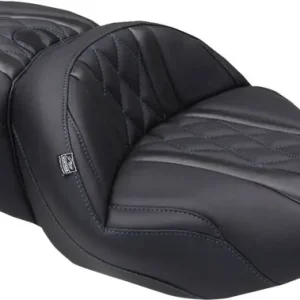Mustang - 08012131 - Deluxe One-Piece, 2-Up Seat - Diamond - Sky Blue Stitch - FLT/FLH '23-'25 Markdown
