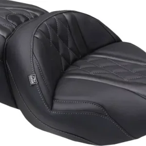 Mustang - 08012129 - Deluxe One-Piece, 2-Up Seat - Diamond - Gunmetal Stitch - FLT/FLH '23-'25 Editor’s Pick