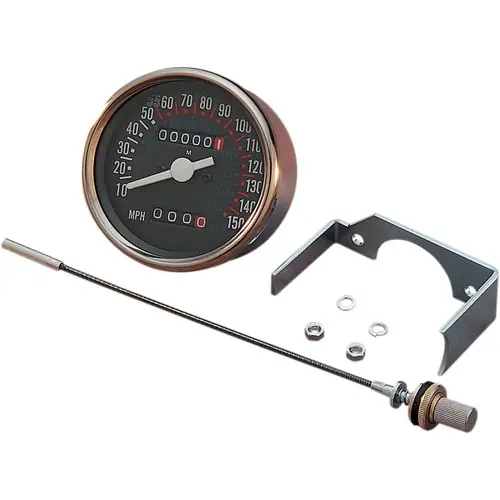 Trending Drag Specialties 3-1/8" Dash Mount 2:1 Speedometer with Trip Set