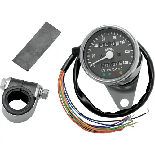Drag Specialties Mini Mechanical Speedometer with LED Indicator Lights Special Discount