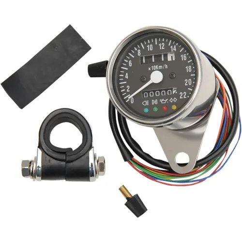 Flash Sale Drag Specialties Mini Mechanical Metric Speedometer with LED Indicator Lights
