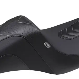 Money Back Guarantee Mustang - Signature Series Squareback™ Chevron Gripper Vinyl Seat w/ Gunmetal Stitch fits '08-'23 Touring Models (Except '23 FLHXSE/​FLTRXSE)