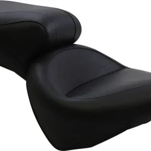 Hassle-Free Returns Mustang - Black Smooth Wide Vintage Style Seat fits '00-'05 FXST, '00-'07 FLST Models (Except FXSTD/​FLSTN, '07 FLSTF)