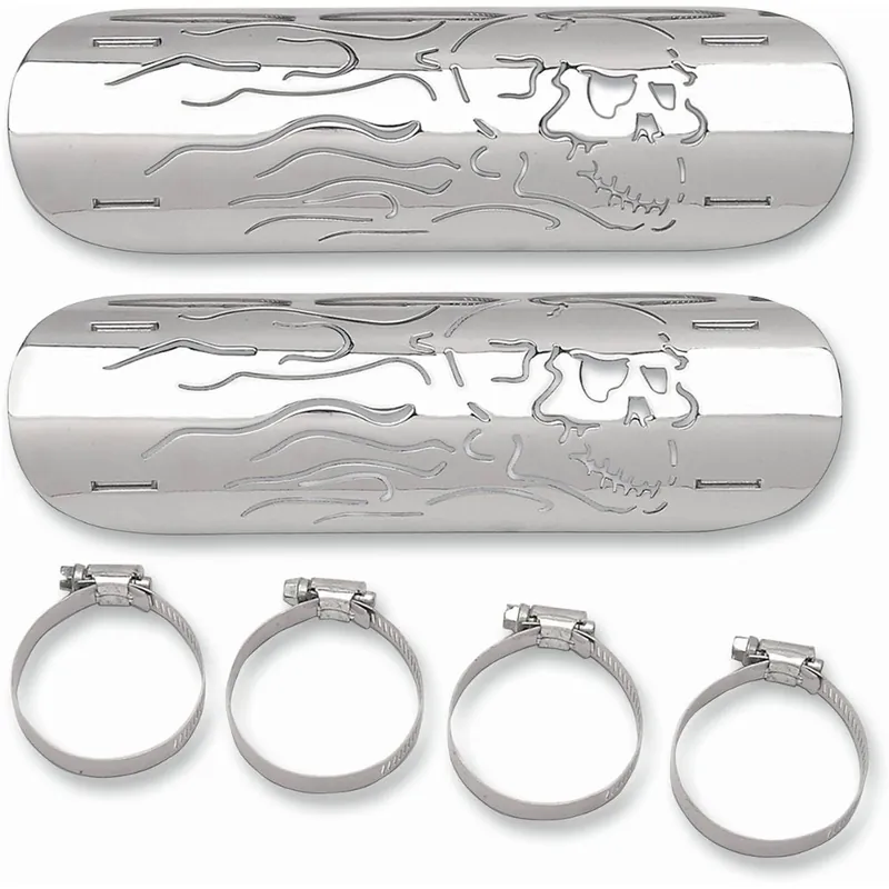 Drag Specialties Flaming Skull Motorcycle Heat Shields Best Price