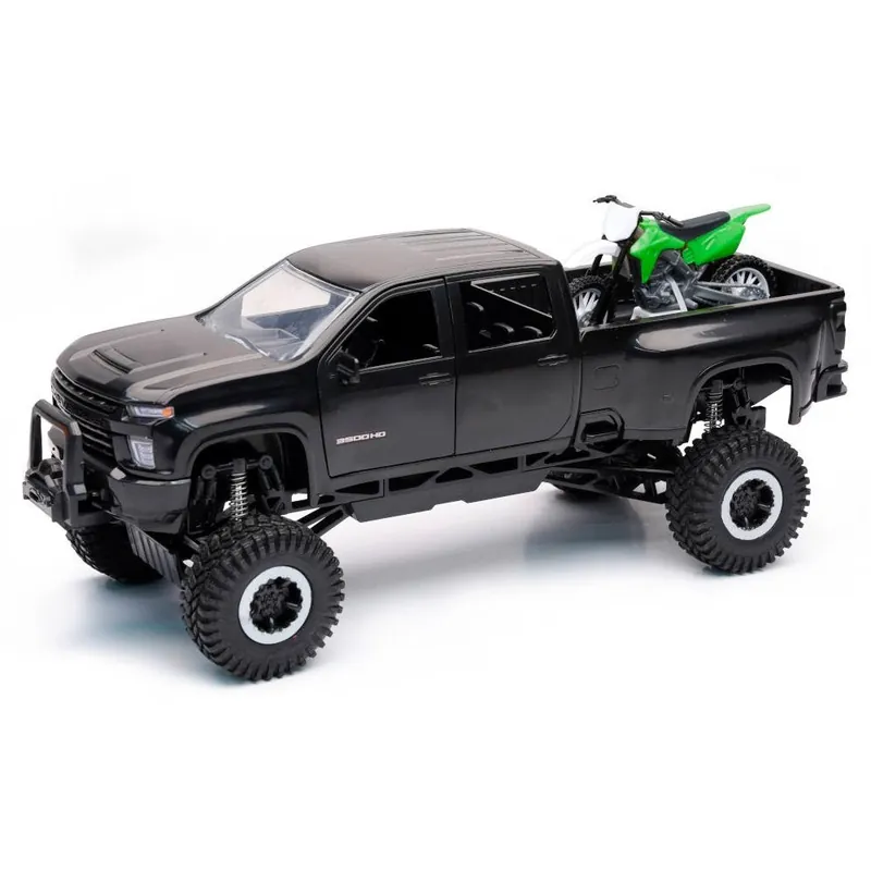 New-Ray Toys Chevrolet Offroad Pick-Up w/ Dirt Bike Certified